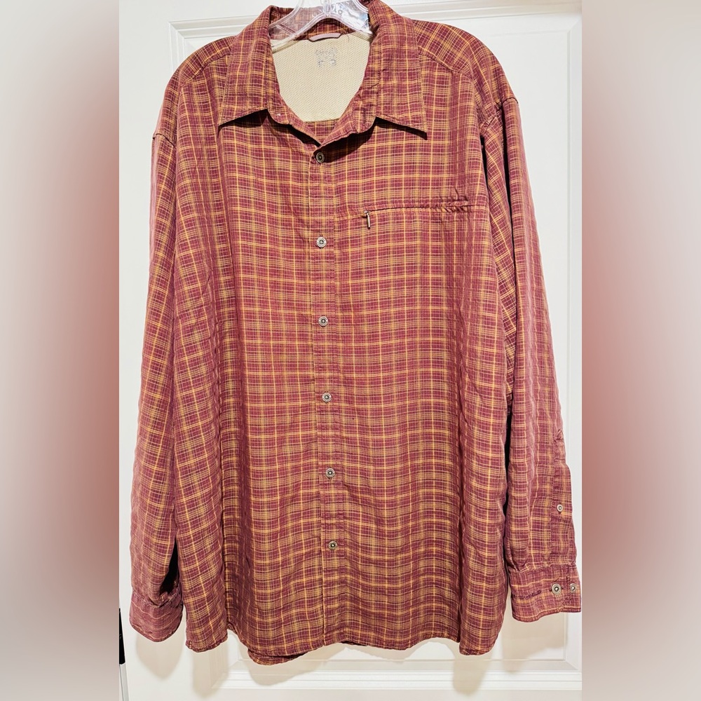 Columbia Men's Casual Plaid‎ Shirt - Copper and Yellow